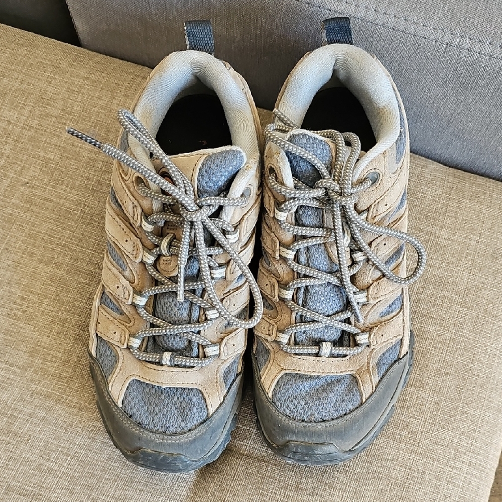 Merrell Tan and Blue Gray Hiking Shoes